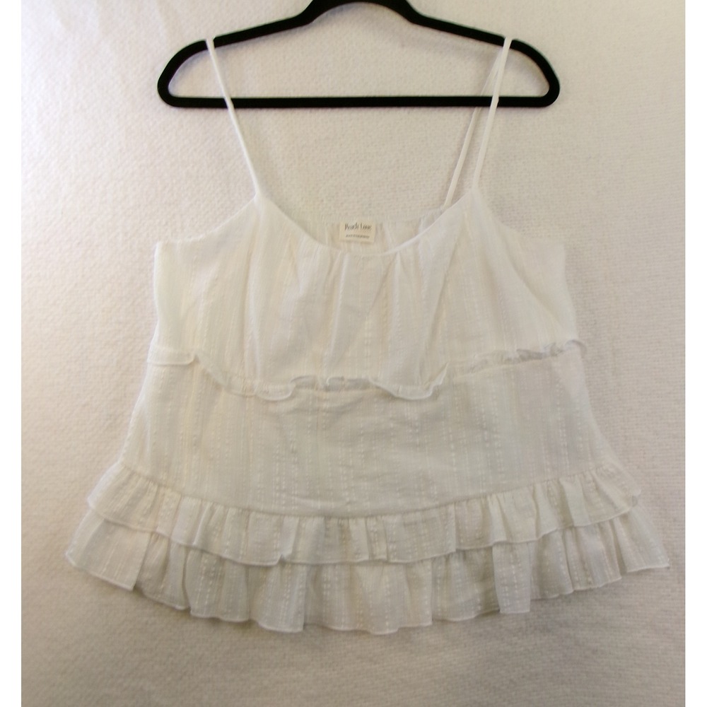 Peach Love California White Ruffle Tiered Cami Top T34349-01 Size L‎